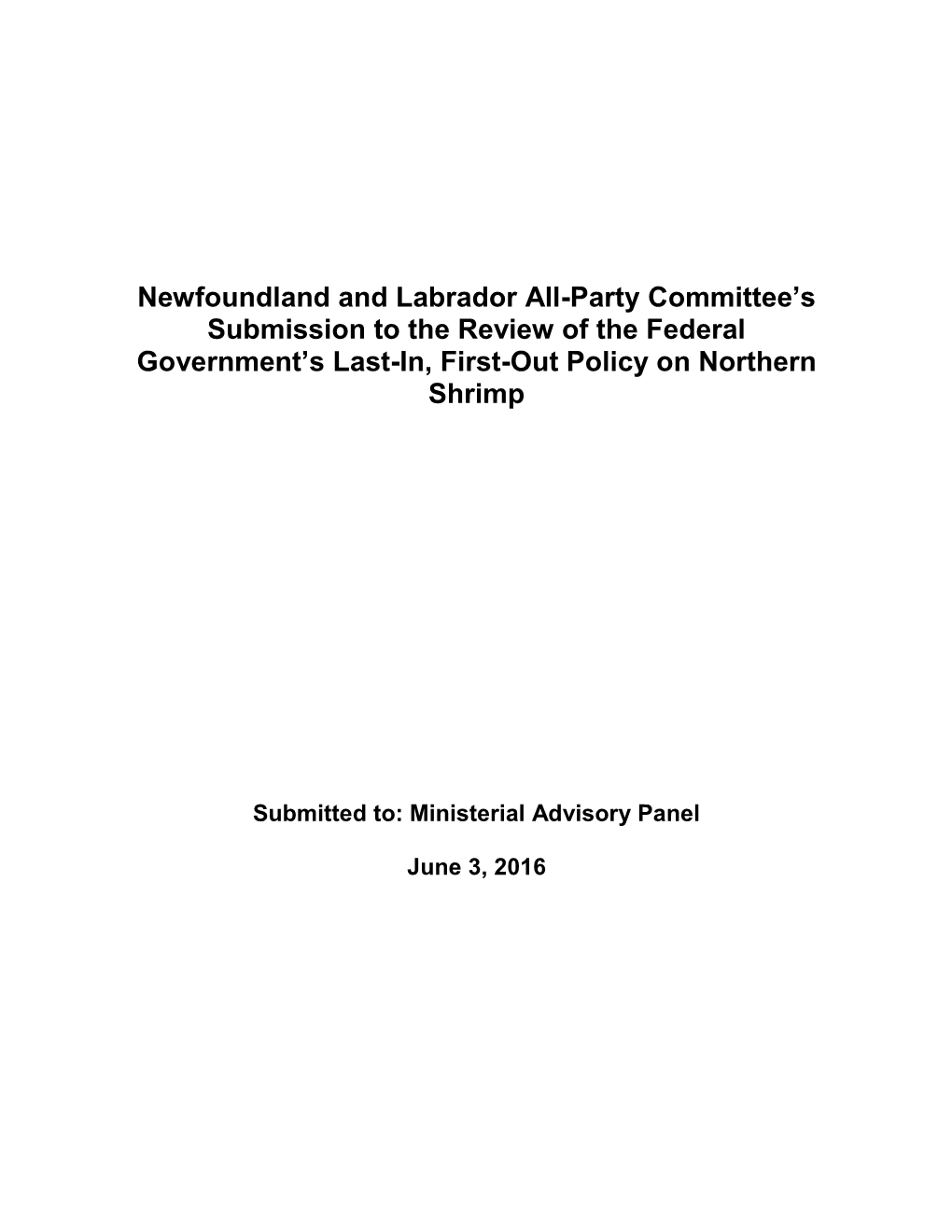 All-Party Committee Submission to the Review of the Federal