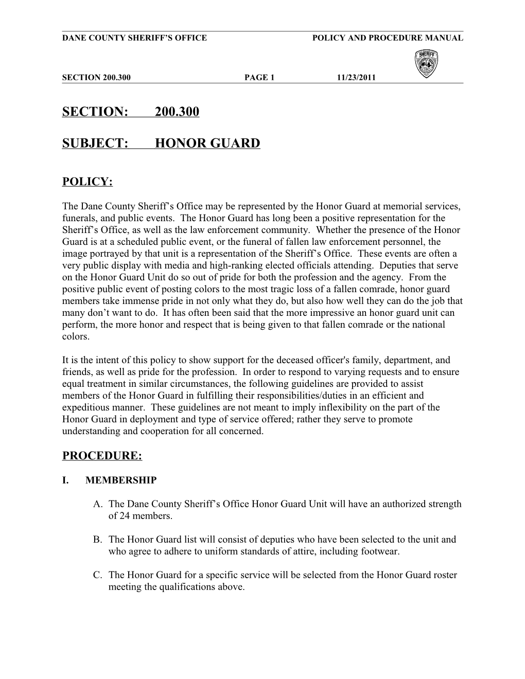 Dane County Sheriff S Office Policy and Procedure Manual