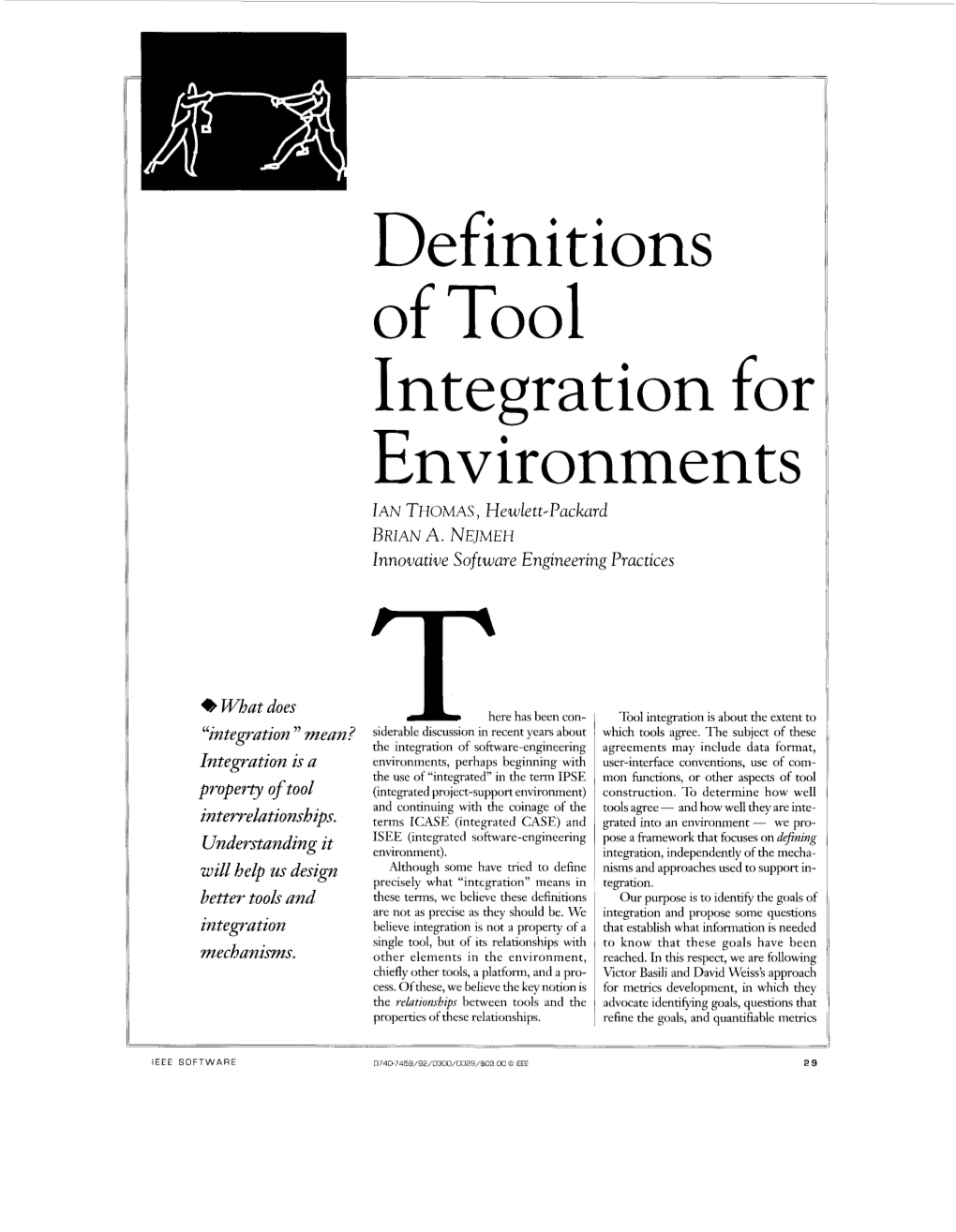 Definitions of Tool Integration for Environments