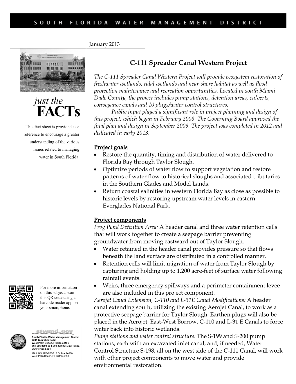 Just the Facts: C-111 Spreader Canal Western Project