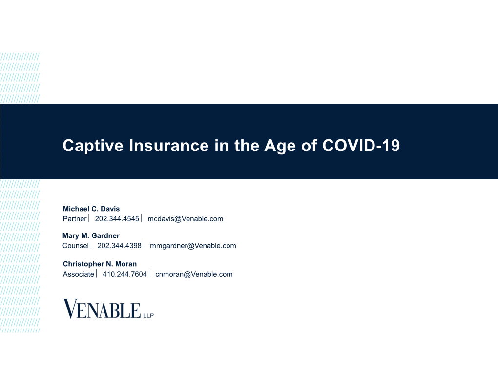 Captive Insurance in the Age of COVID-19