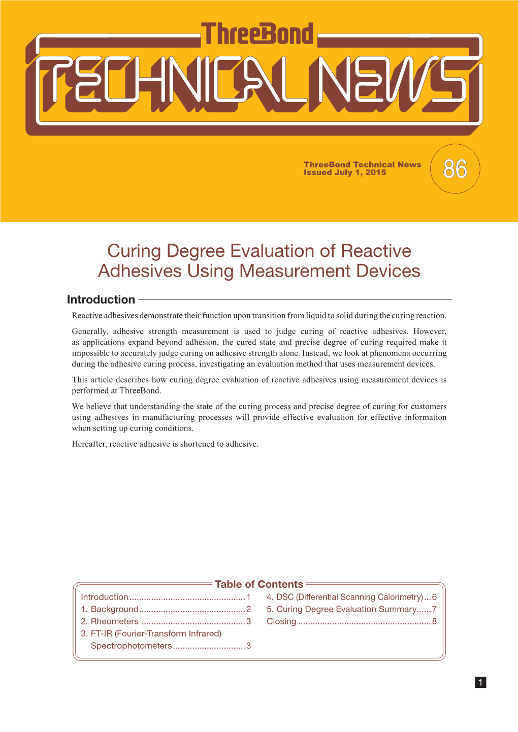 Curing Degree Evaluation of Reactive Adhesives Using Measurement