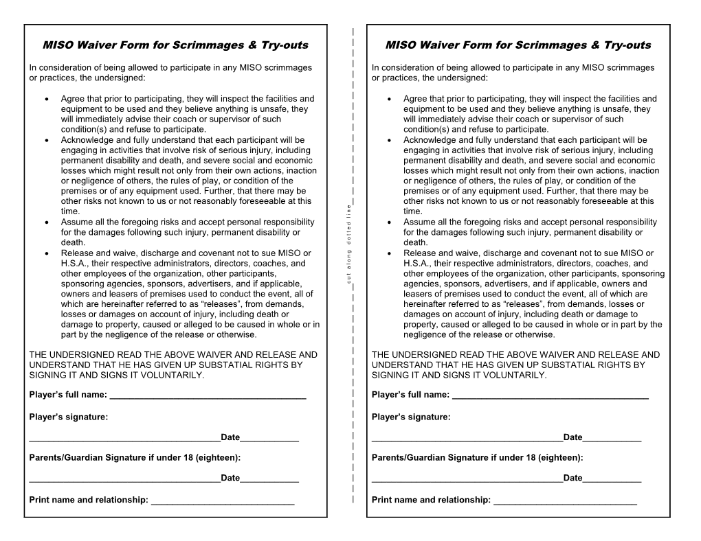 MISO Waiver Form