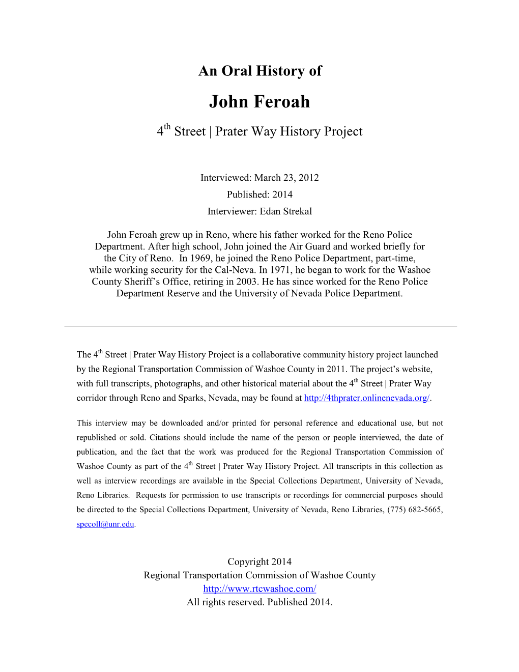 An Oral History of John Feroah 4Th Street | Prater Way History Project