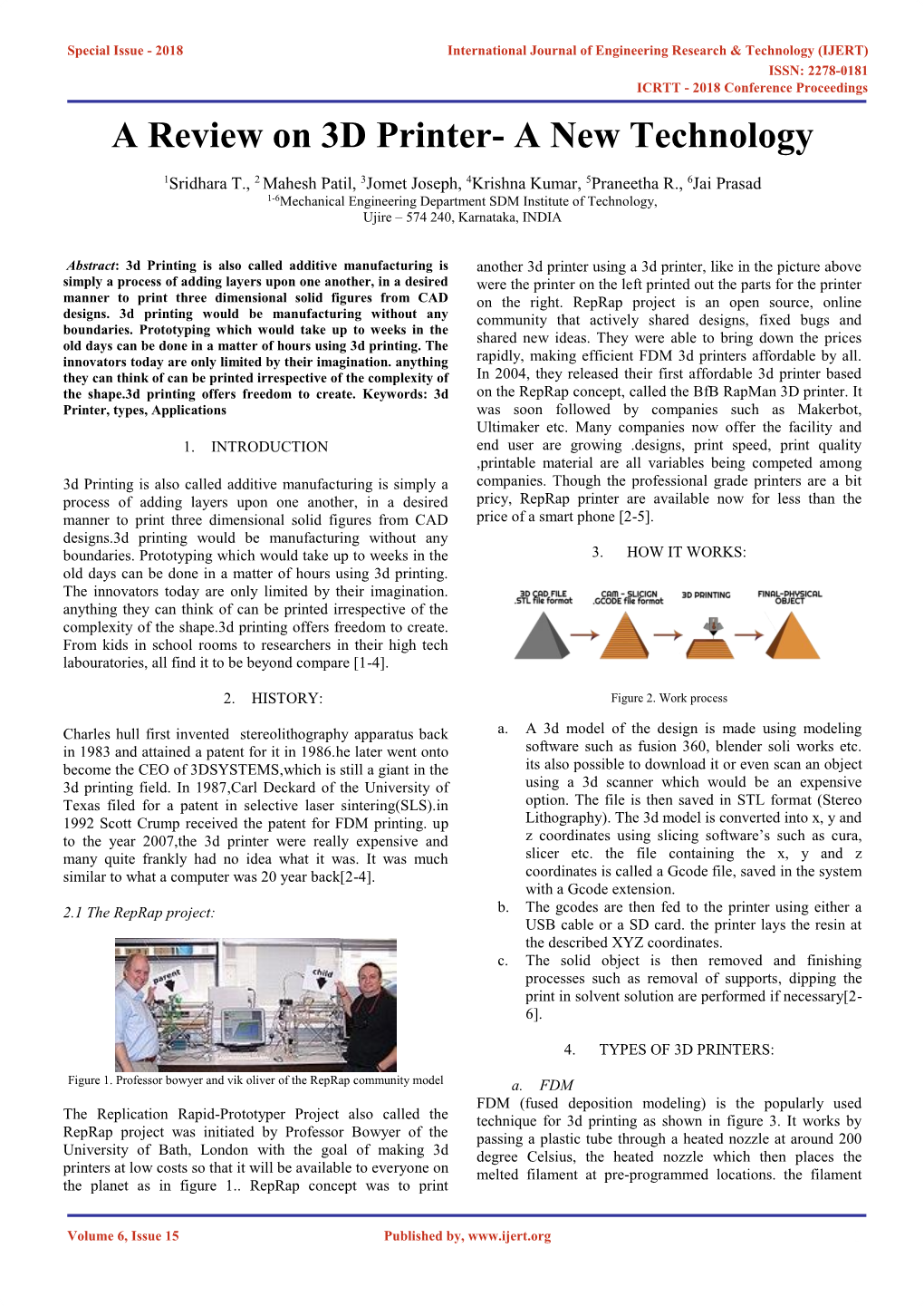 A Review on 3D Printer- a New Technology