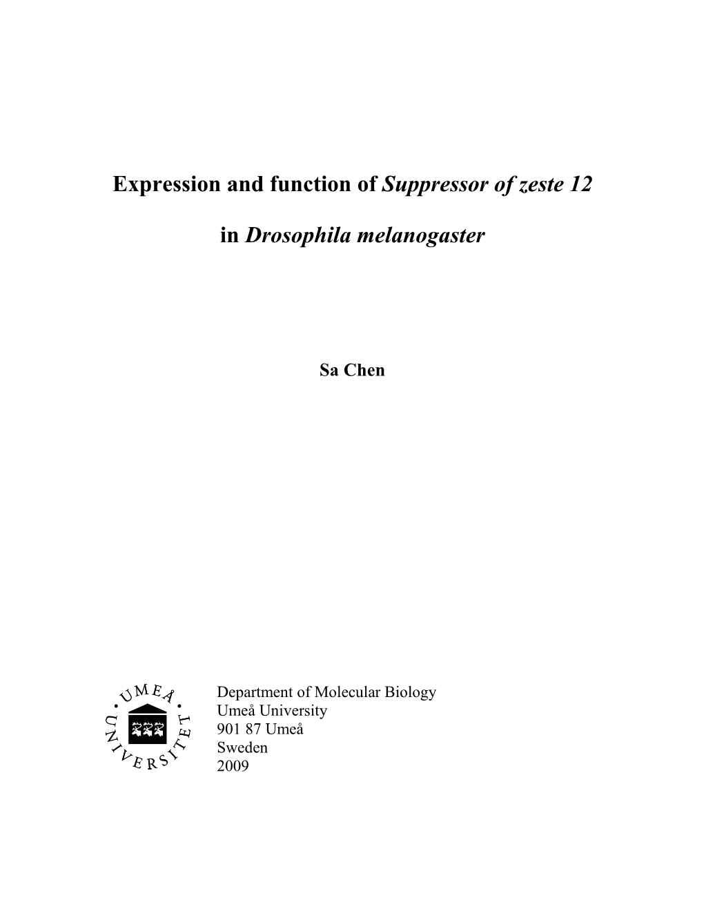 Expression and Function of Suppressor of Zeste 12 In