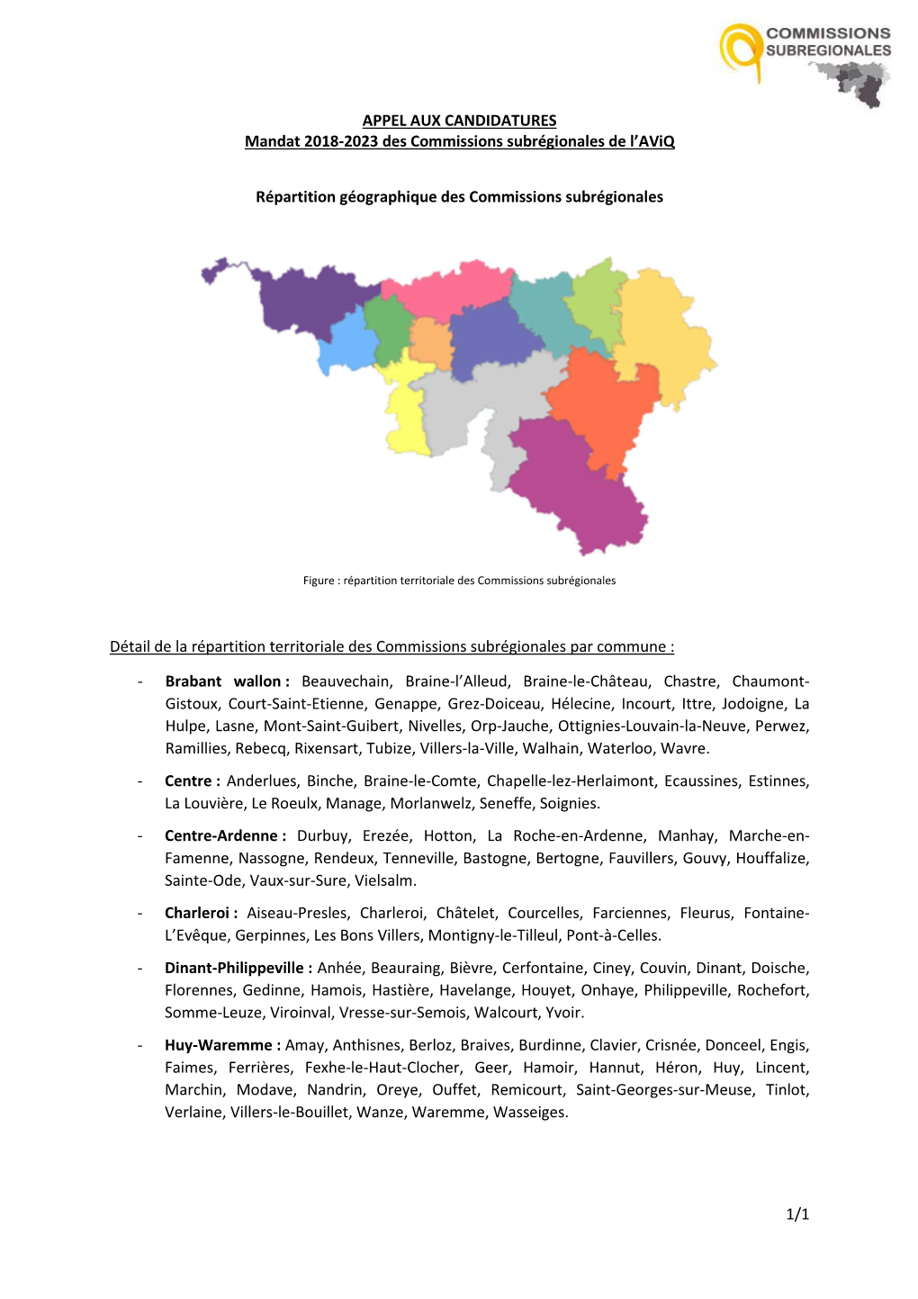 Répartition Géographique Des Commissions Subrégionales