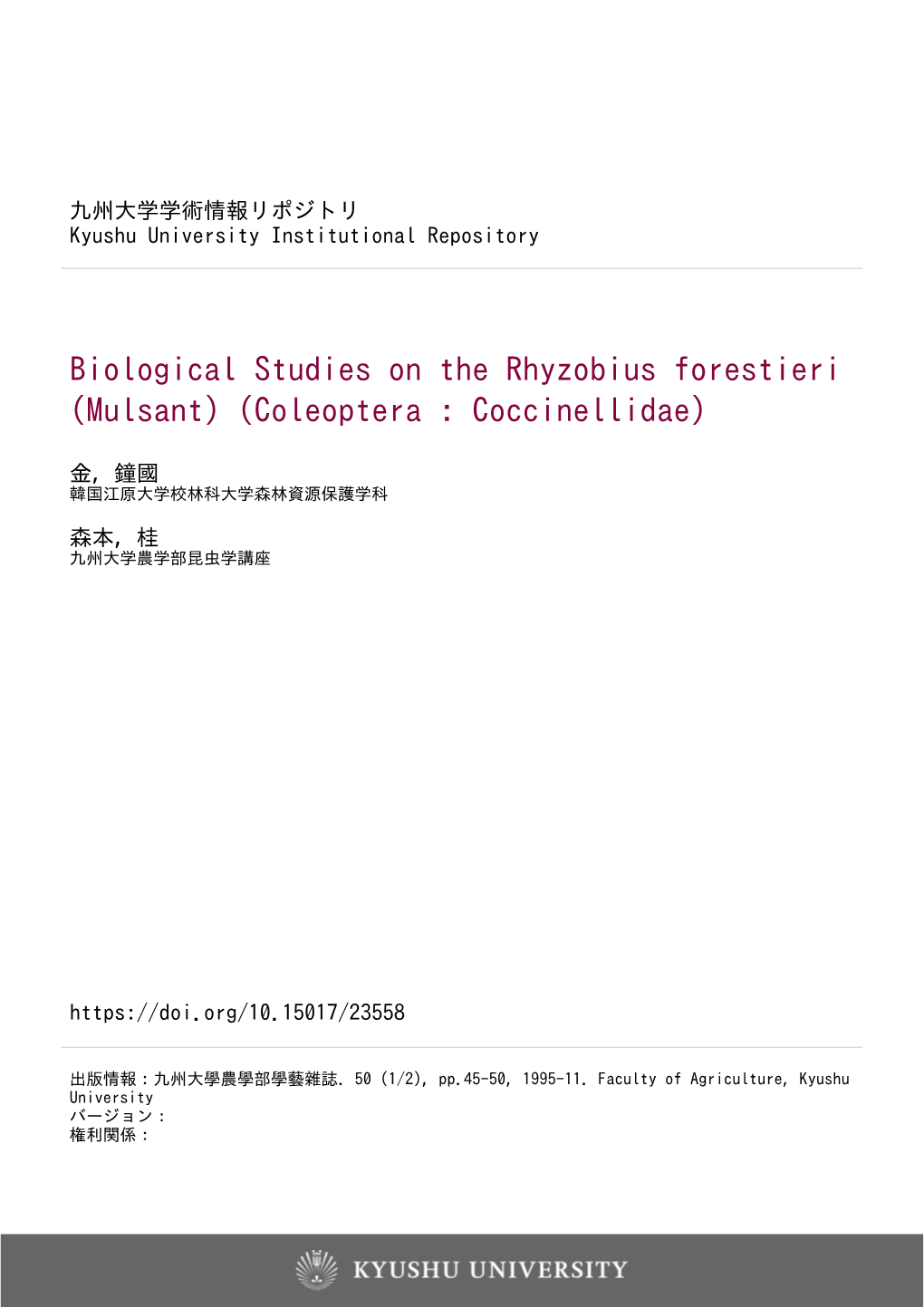 Biological Studies on the Rhyzobius Forestieri (Mulsant) (Coleoptera : Coccinellidae)