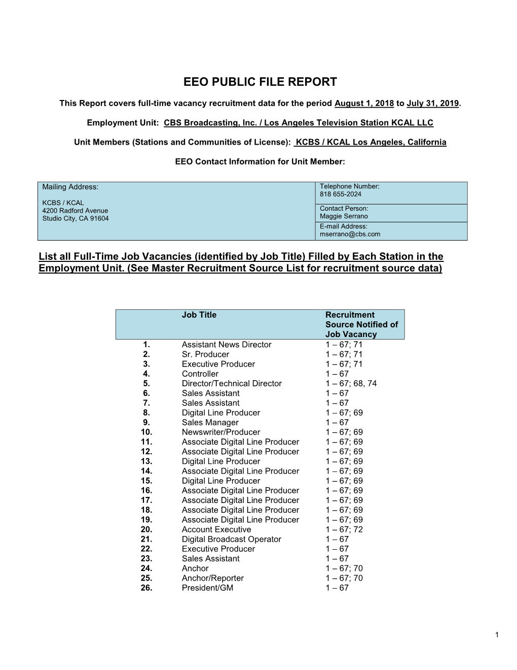 KCBS-KCAL-EEO-Public-File-Report