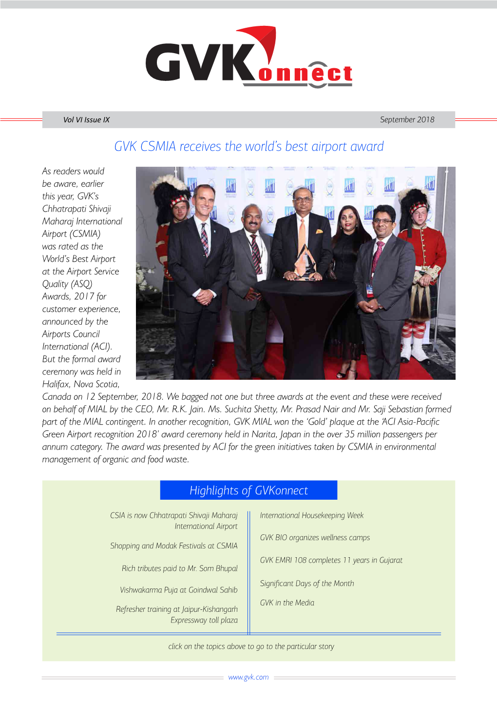 GVK CSMIA Receives the World's Best Airport Award
