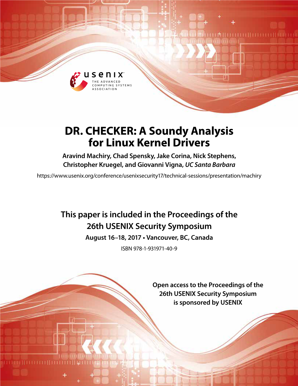 DR. CHECKER: a Soundy Analysis for Linux Kernel Drivers