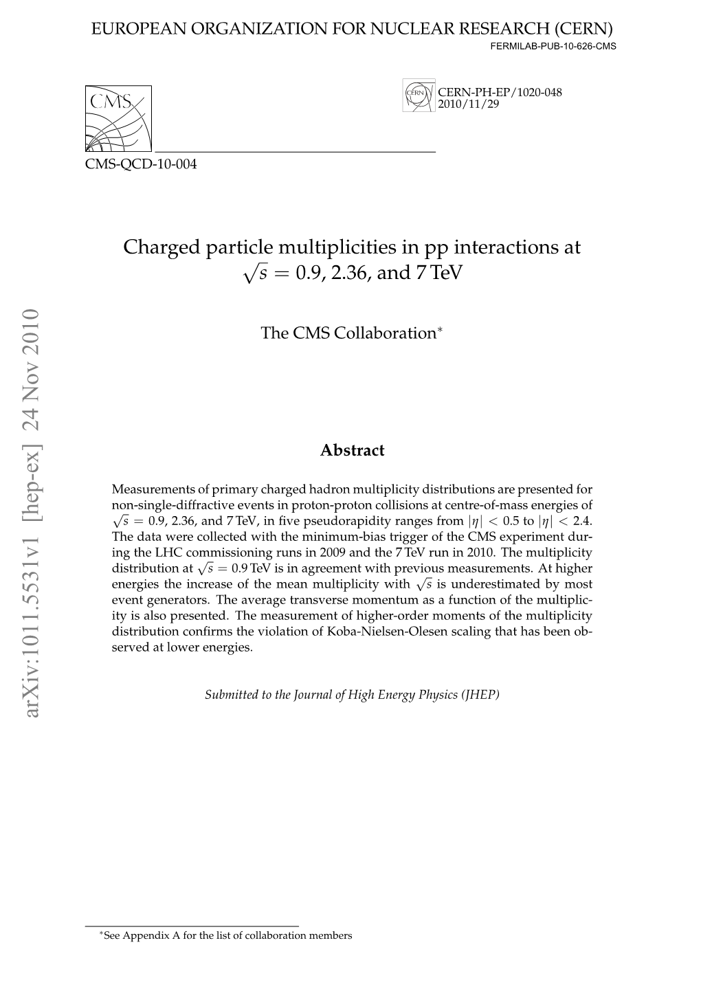 Charged Particle Multiplicities in Pp Interactions at Sqrt(S) = 0.9, 2.36