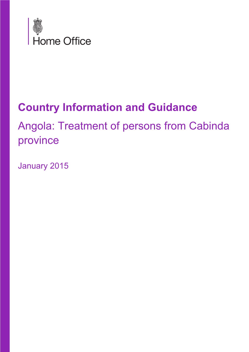 Country Information and Guidance Angola: Treatment of Persons from Cabinda Province