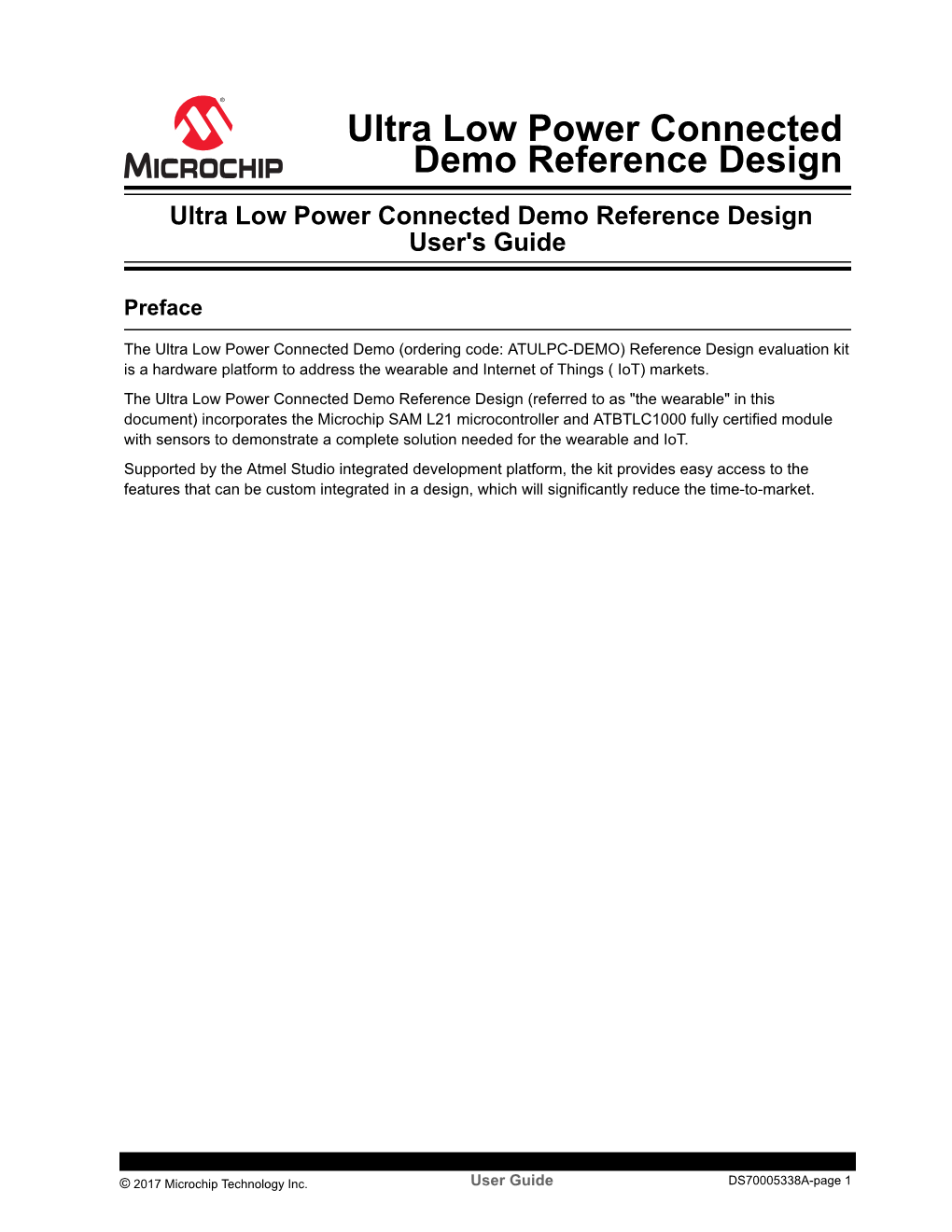 Ultra Low Power Connected Demo Reference Design User's Guide