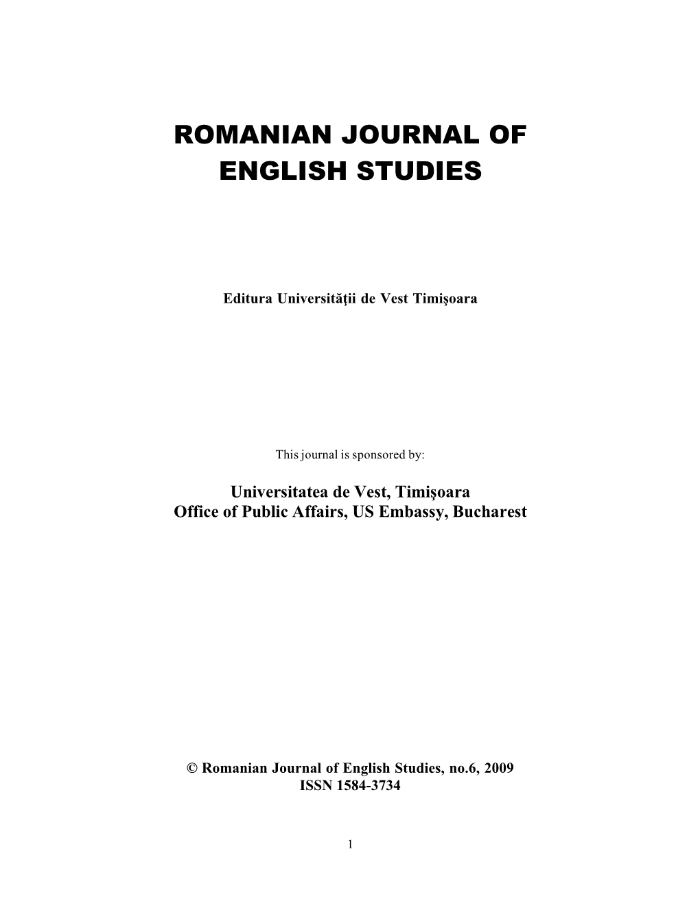 Romanian Journal of English Studies