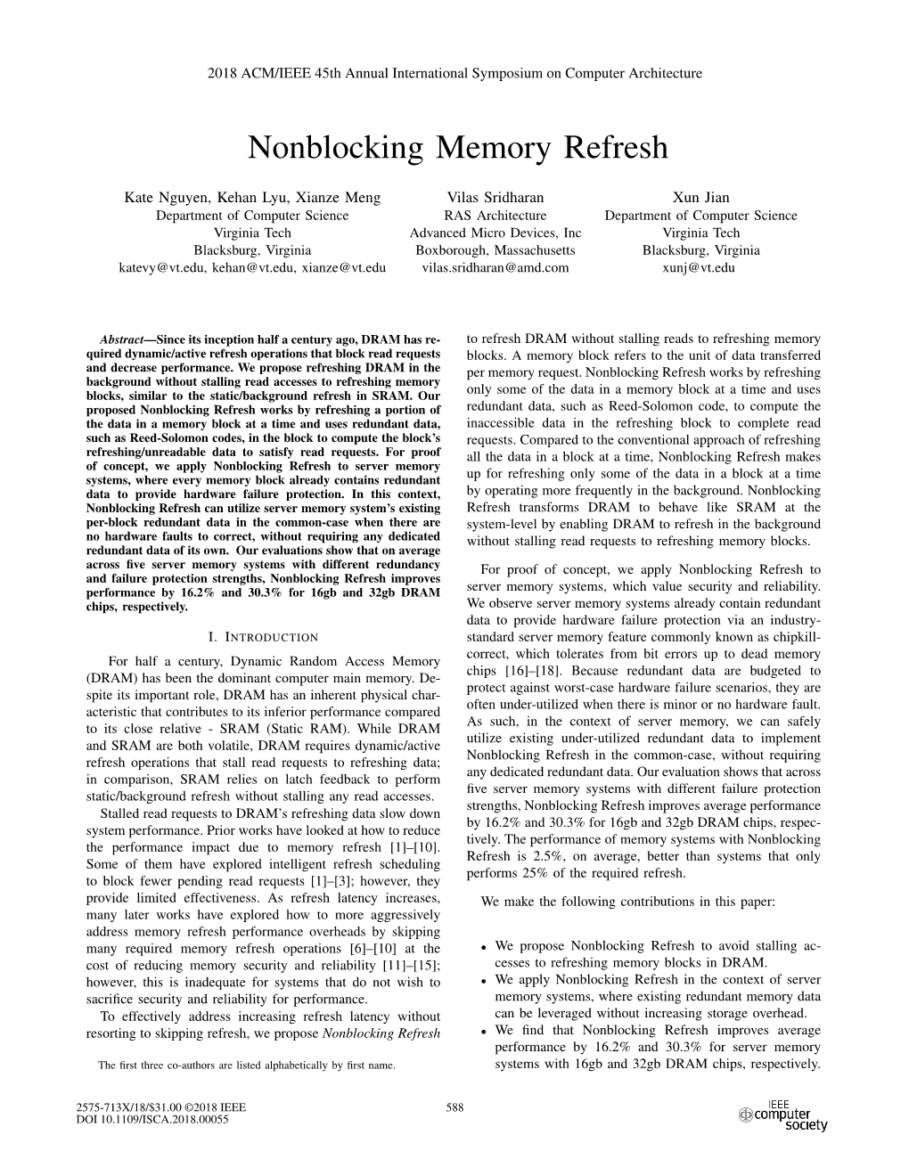 Nonblocking Memory Refresh