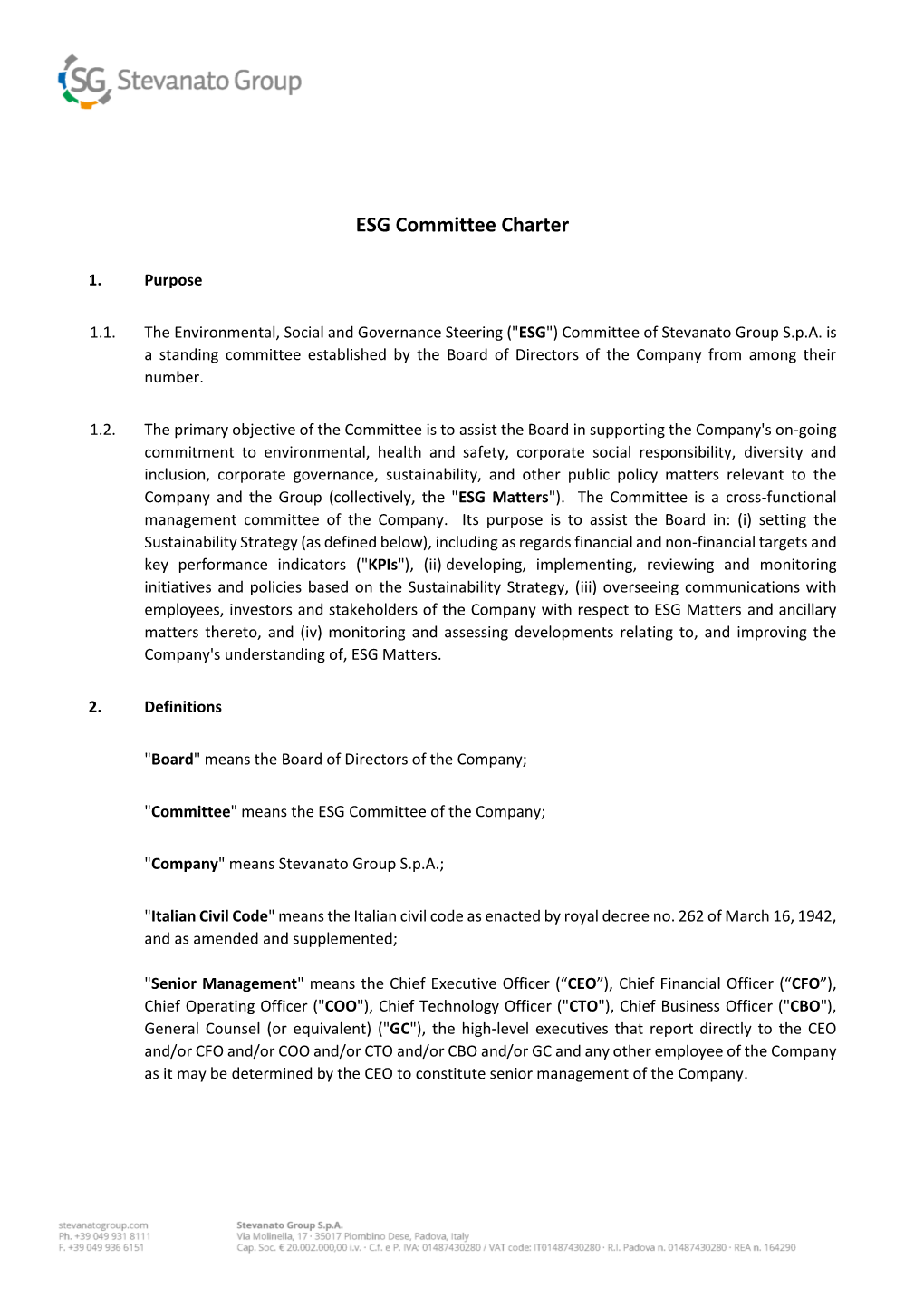 ESG Committee Charter