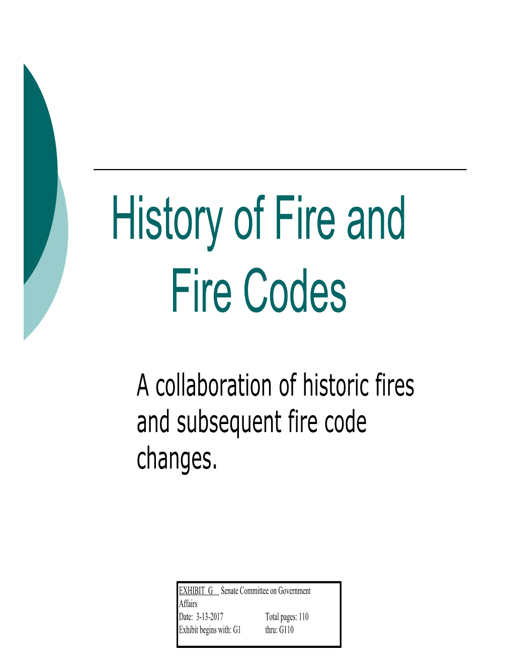 History of Fire and Fire Codes