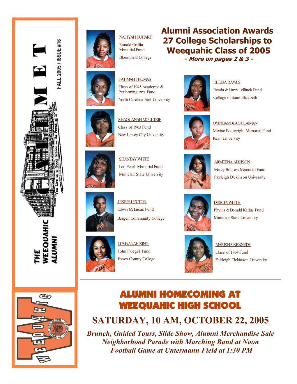 Alumni Association Awards 27 College Scholarships to Weequahic Class of 2005