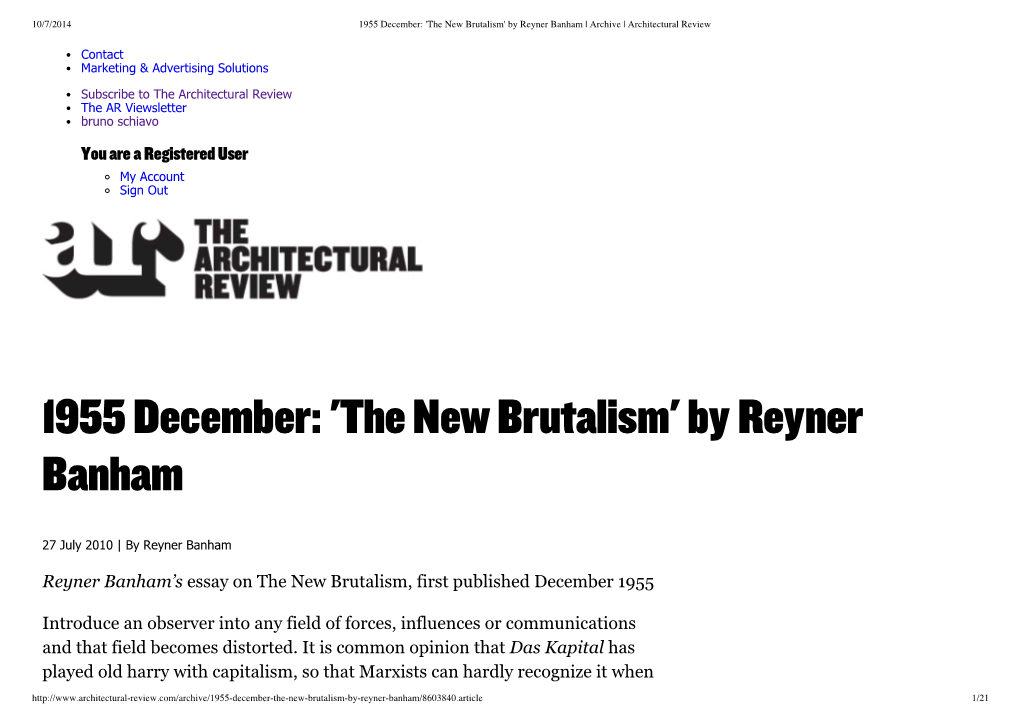 1955 December: 'The New Brutalism' by Reyner Banham | Archive | Architectural Review