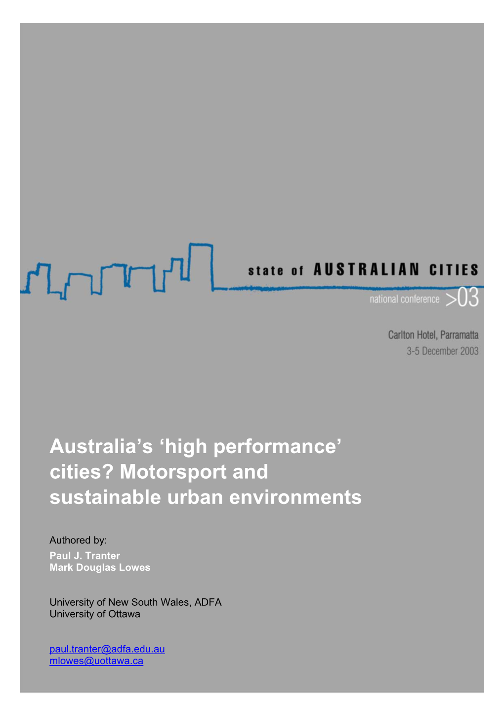 Motorsport and Sustainable Urban Environments