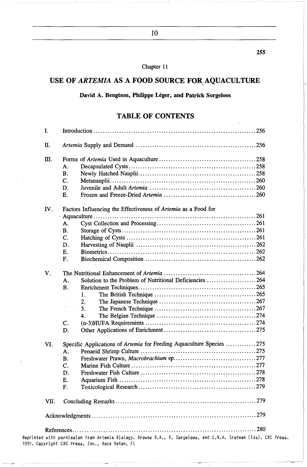 Use of Artemia As a Food Source for Aquaculture