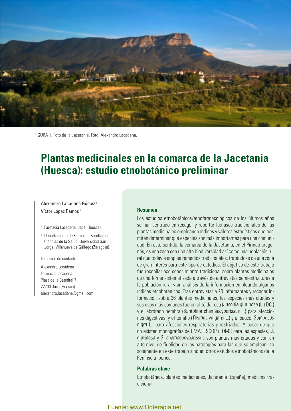 Plantas Medicinales En La Comarca De La Jacetania (Huesca): Estudio