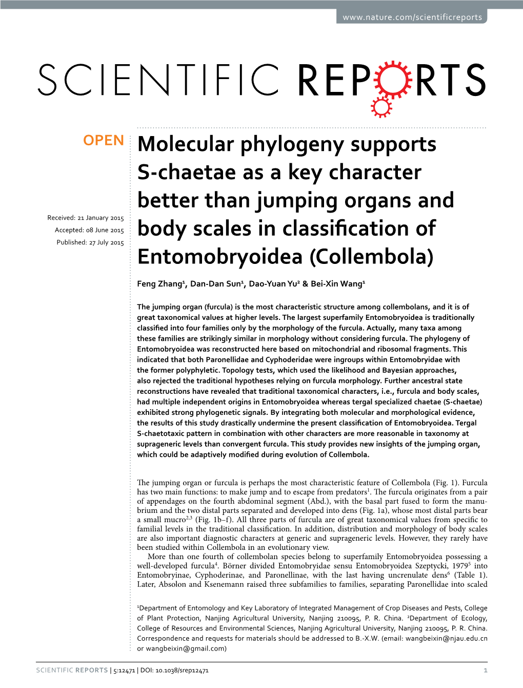 Molecular Phylogeny Supports S-Chaetae As a Key Character Better