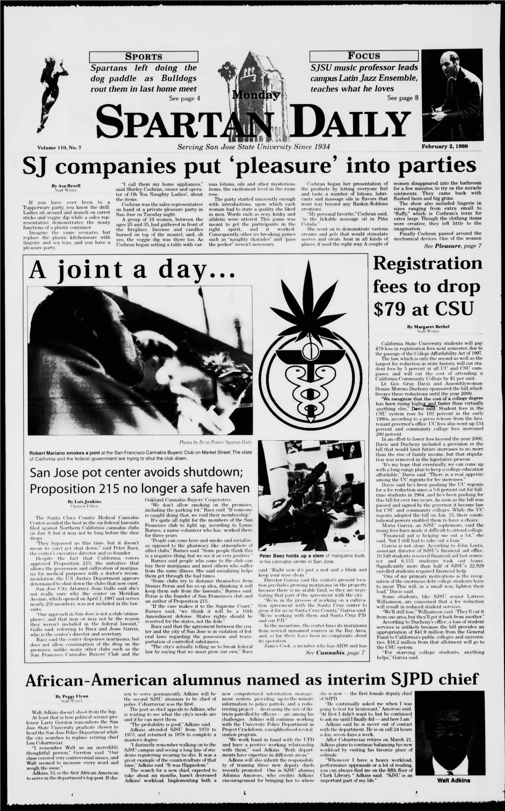 A Joint a Day... Registration Fees to Drop $79 at CSU by Mar*Aret Bethel ',Tan \X'rttvr