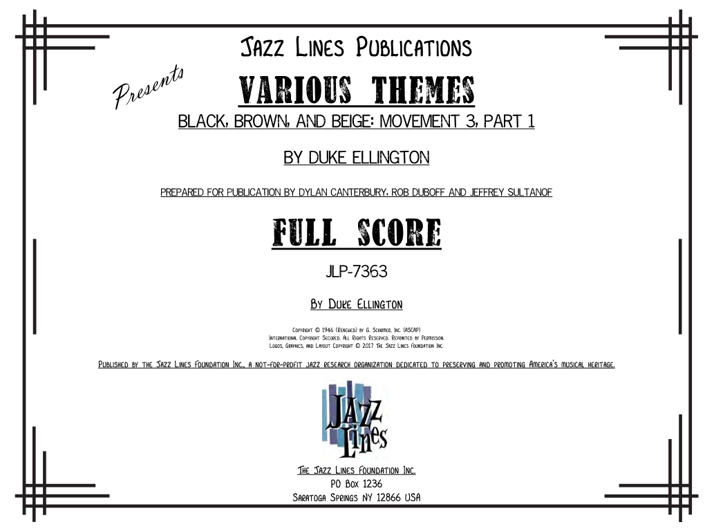 Various Themes Full Score