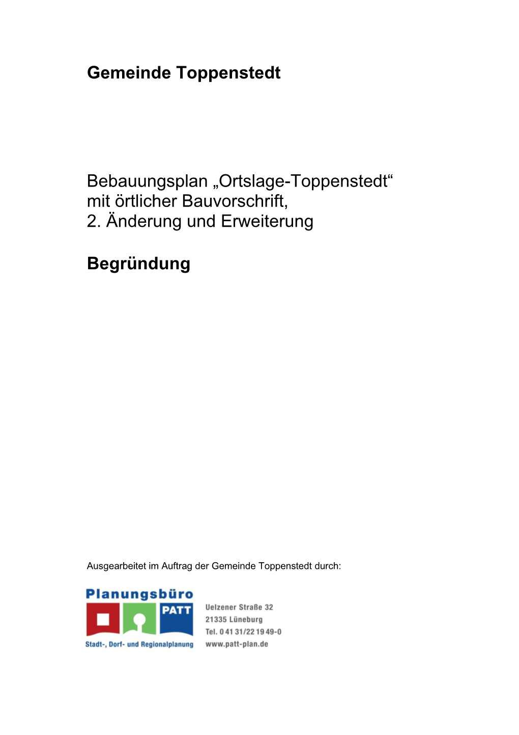 Gemeinde Toppenstedt Bebauungsplan