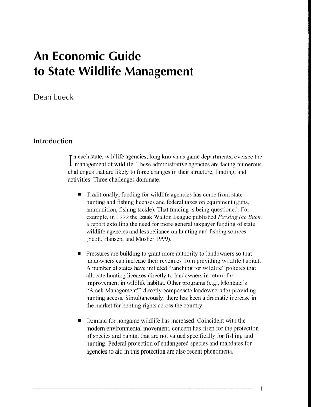 An Economic Guide to State Wildlife Management