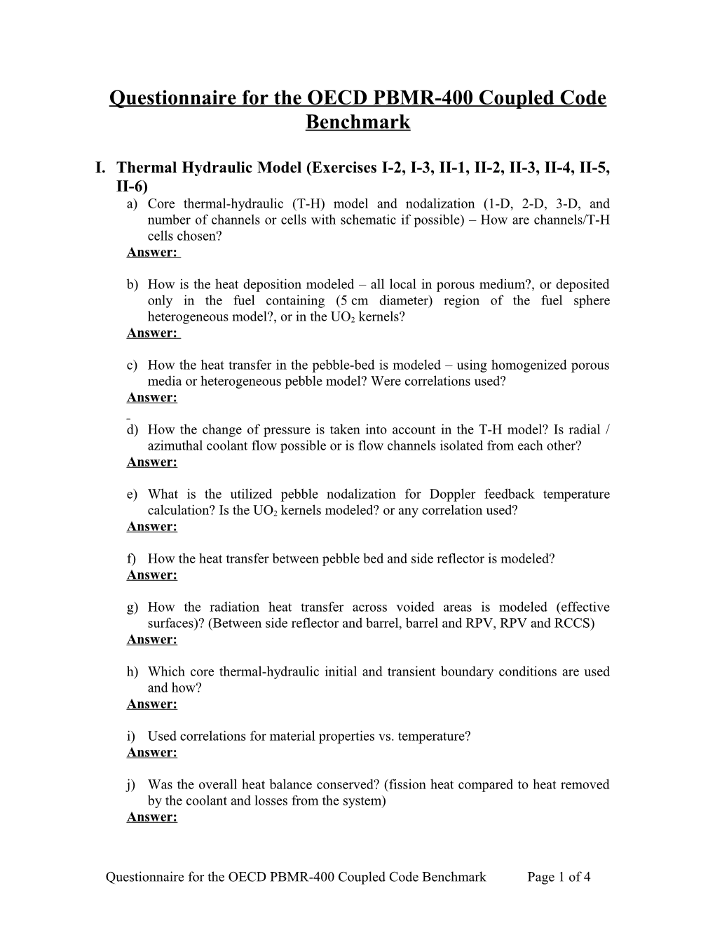 Questionnaire for the Exercise 2