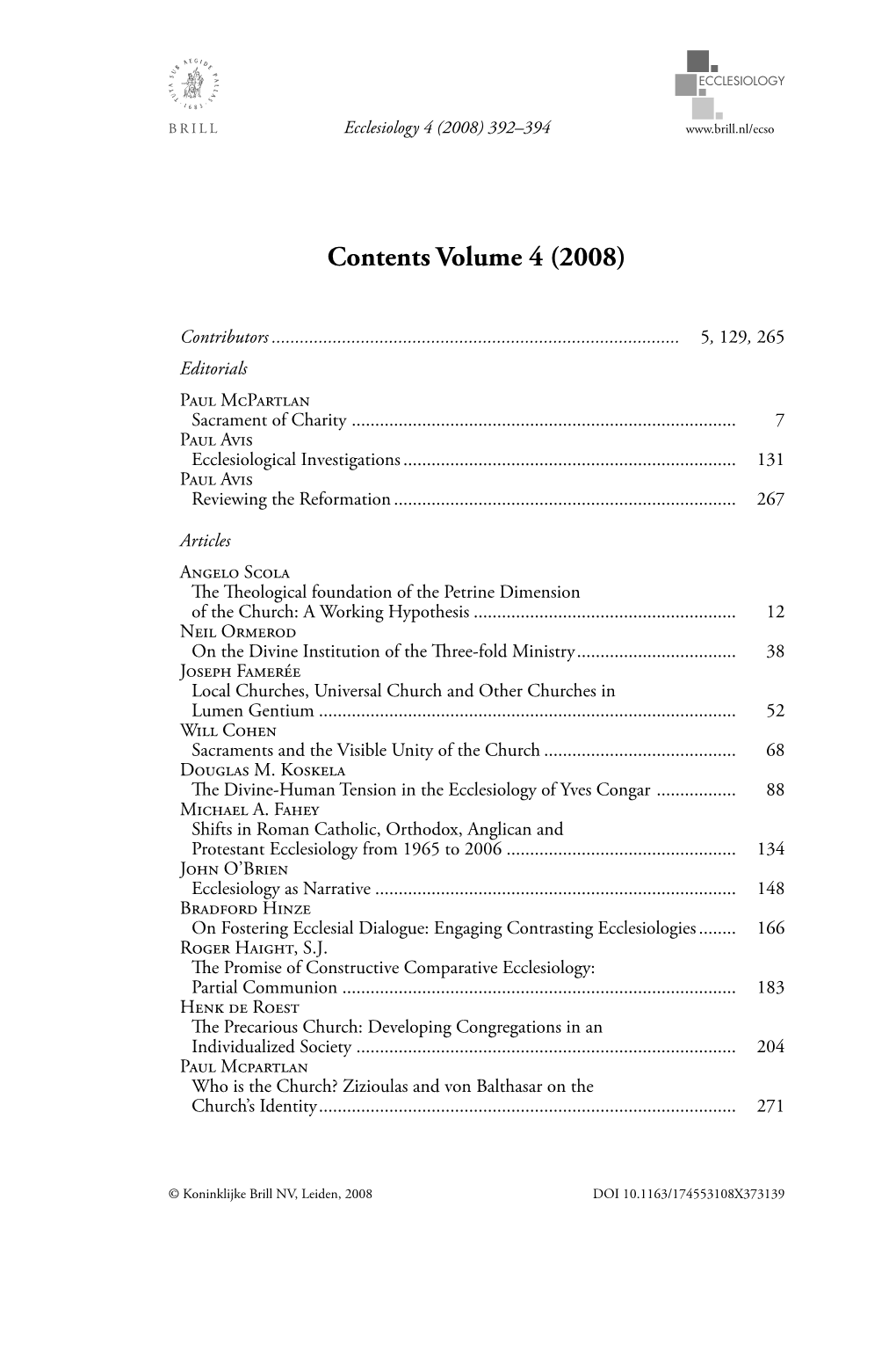Contents Volume 4 (2008)