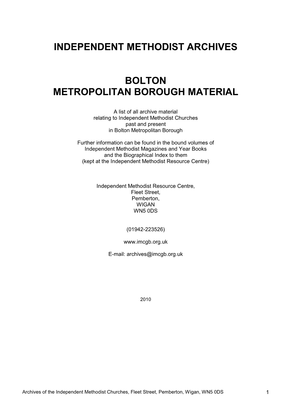 Bolton Metropolitan Borough Material