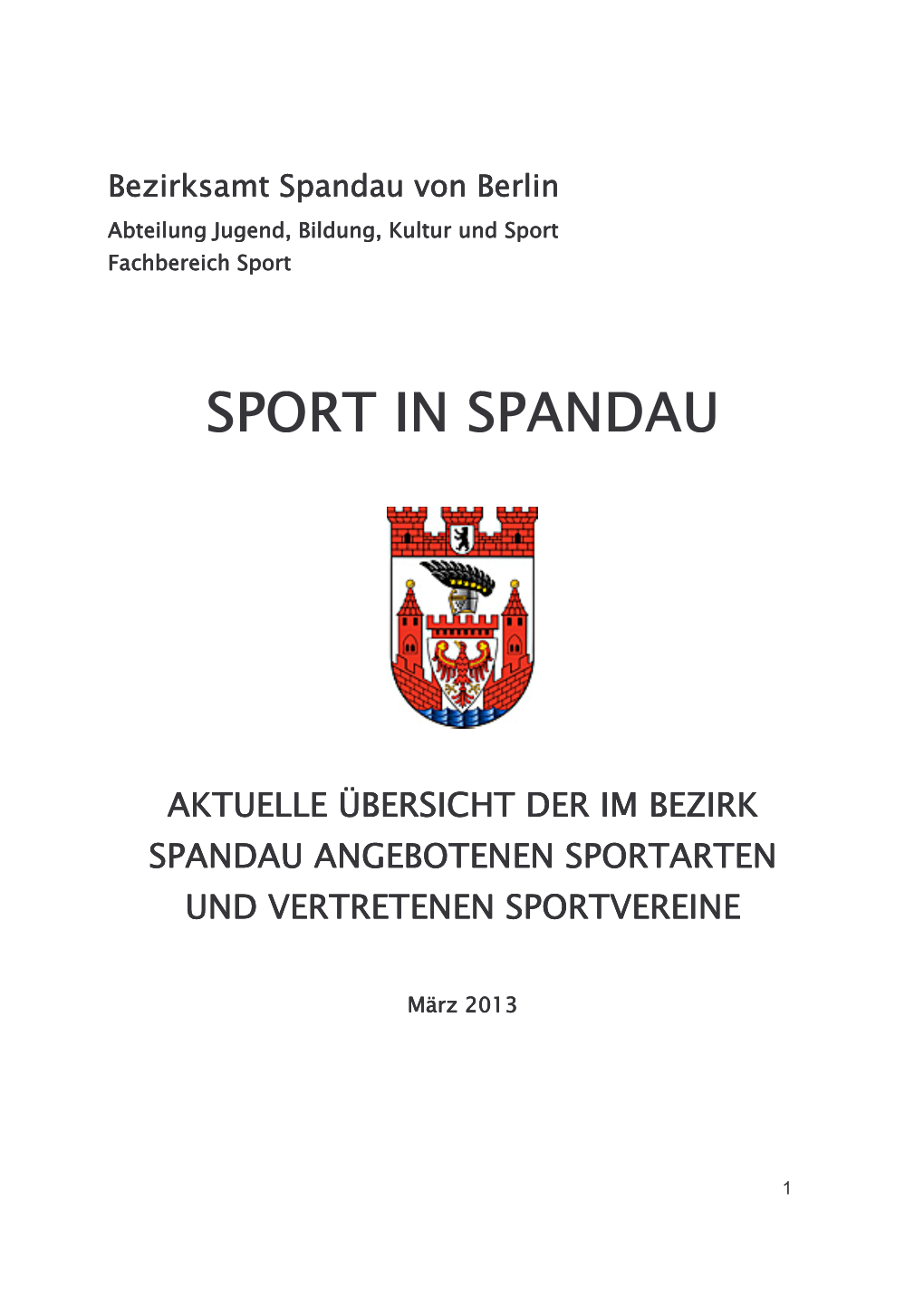Aktuelle Übersicht Der Im Bezirk Spandau Angebotenen Sportarten