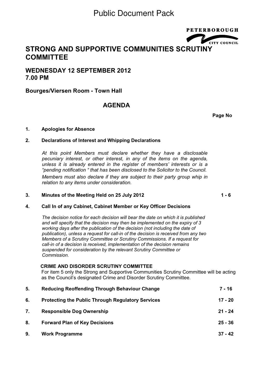 Public Document Pack AB STRONG and SUPPORTIVE COMMUNITIES SCRUTINY COMMITTEE