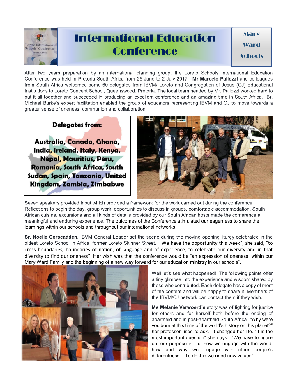 International Education Conference Was Held in Pretoria South Africa from 25 June to 2 July 2017