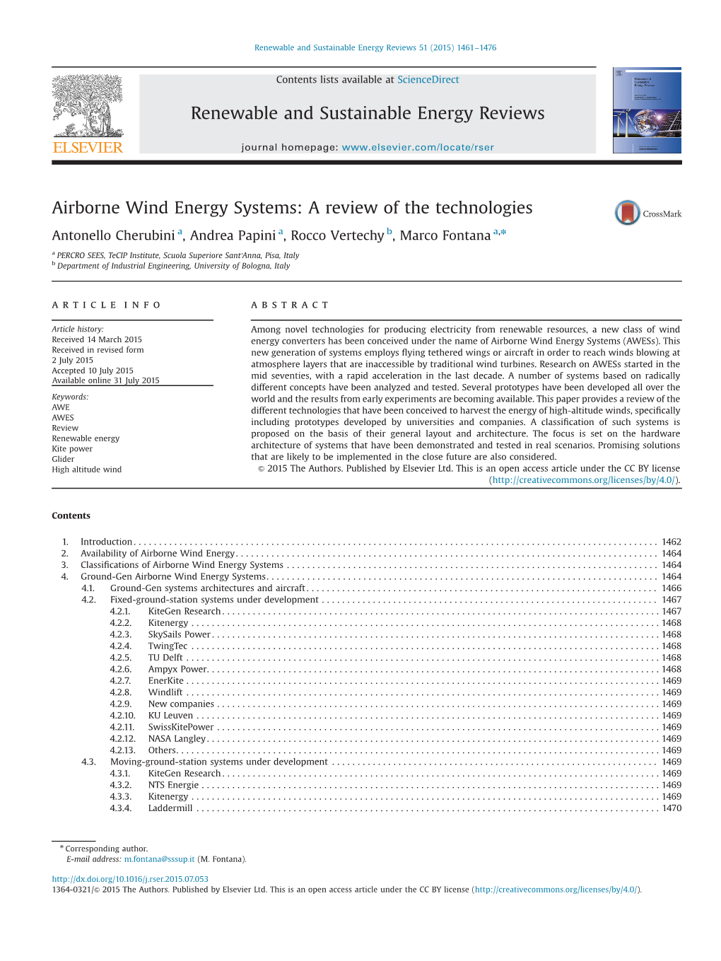 Airborne Wind Energy Systems a Review of the Technologies