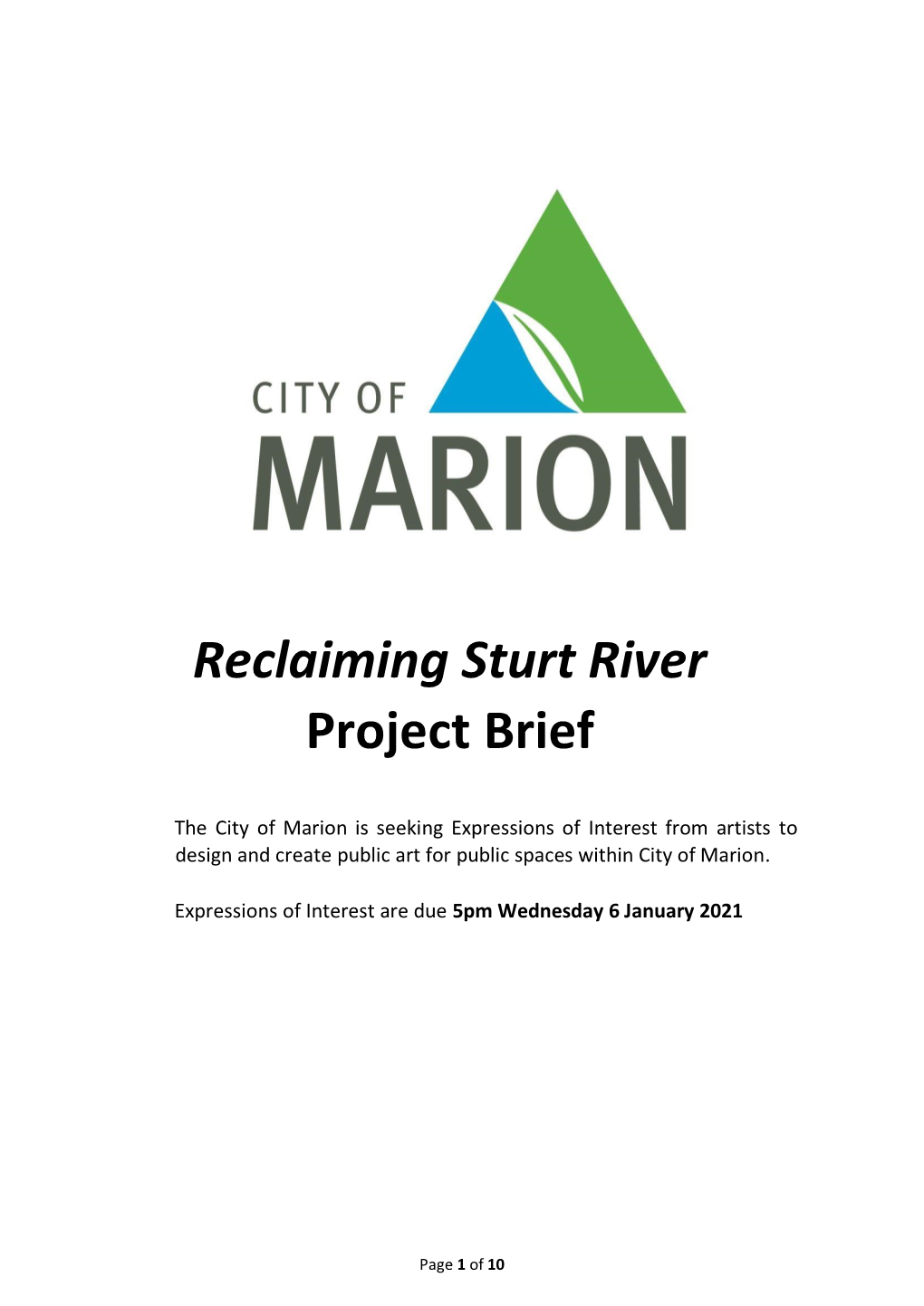 Reclaiming Sturt River Project Brief