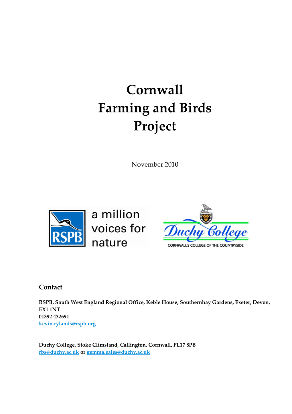 Cornwall Farming and Birds Project