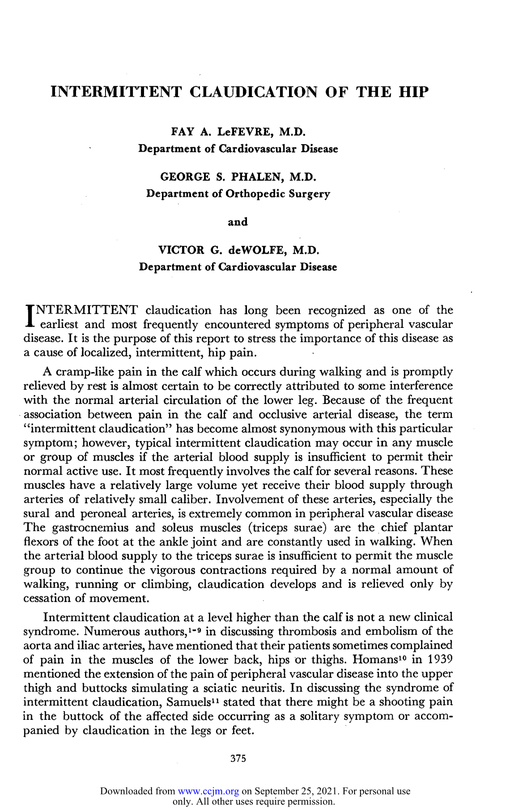 Intermittent Claudication of the Hip