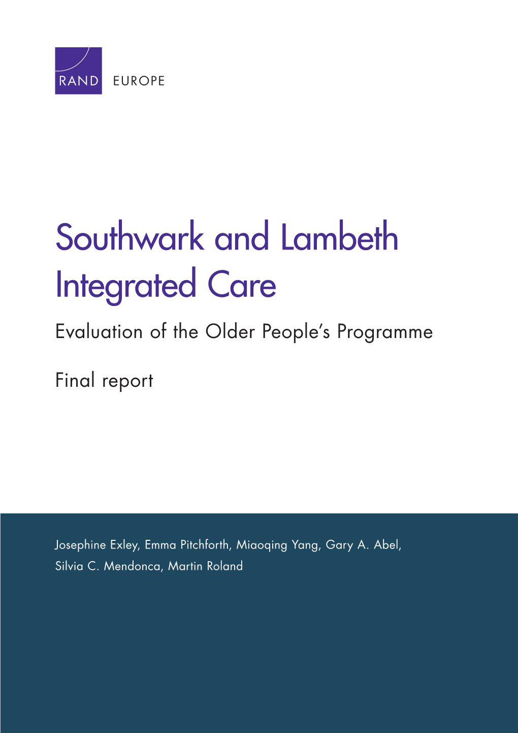 Southwark and Lambeth Integrated Care Evaluation of the Older People’S Programme