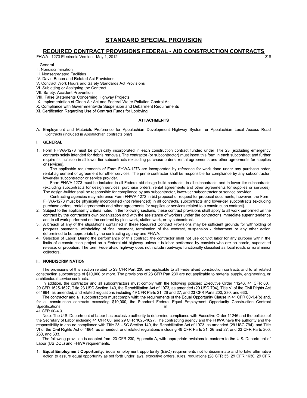 Required Contract Provisions Federal - Aid Construction Contracts