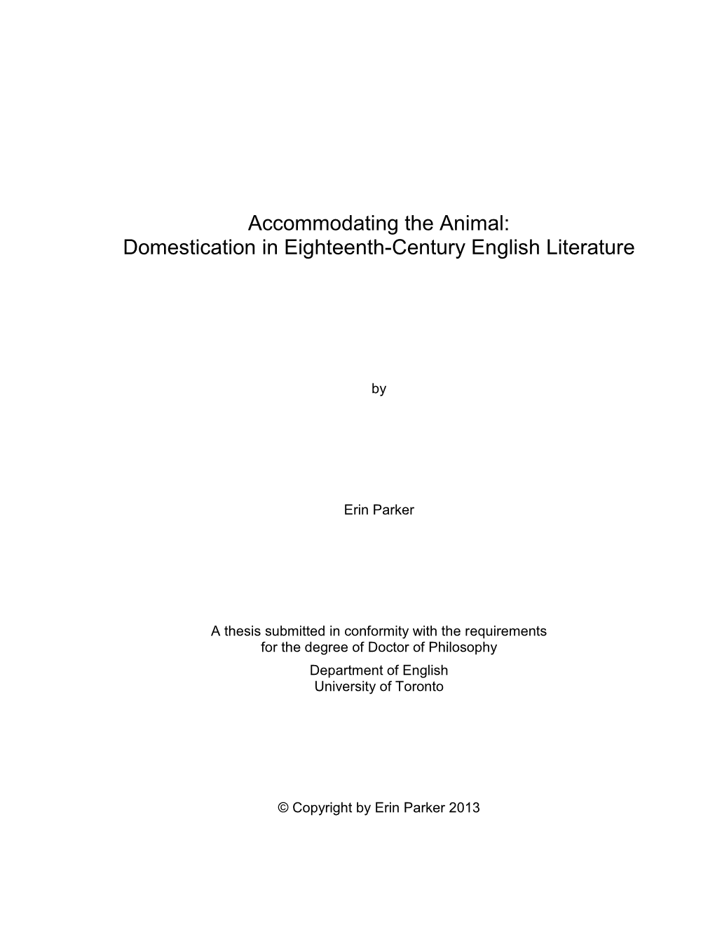 Domestication in Eighteenth-Century English Literature