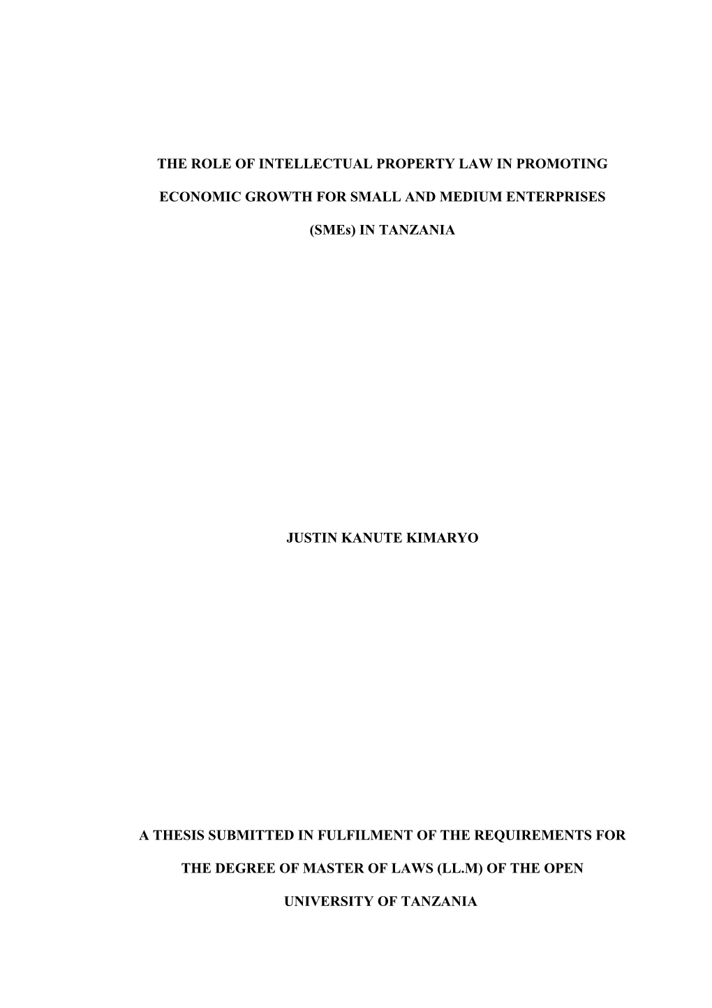 The Role of Intellectual Property Law in Promoting Economic Growth for Small and Medium