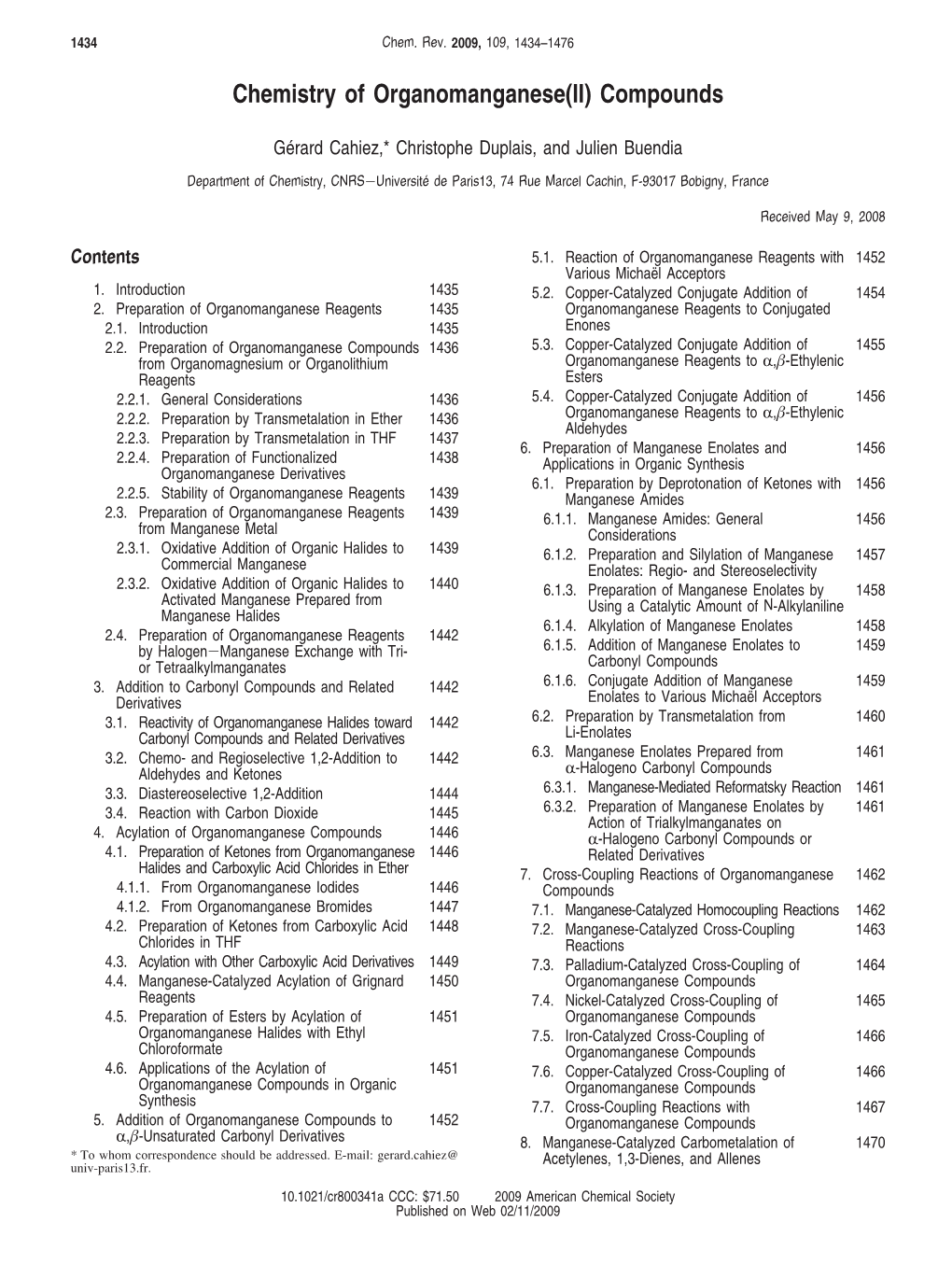 Chemistry of Organomanganese(II) Compounds