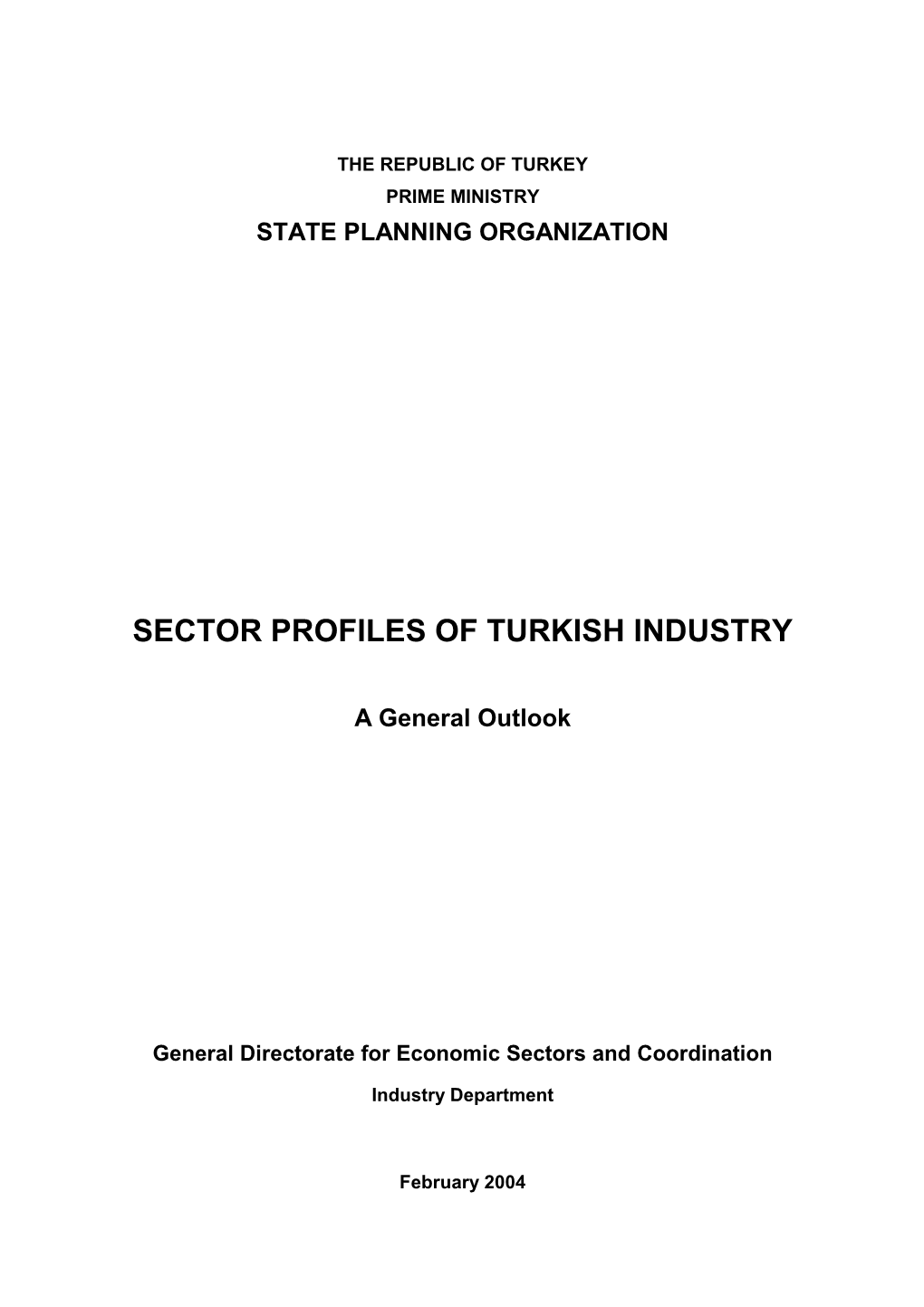 Sector Profiles of Turkish Industry
