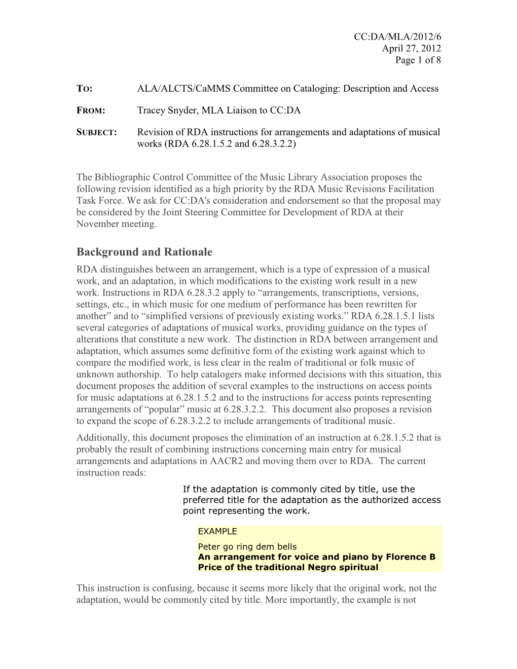 Revision of RDA Instructions for Arrangements and Adaptations of Musical Works (RDA 6.28.1.5.2 and 6.28.3.2.2)