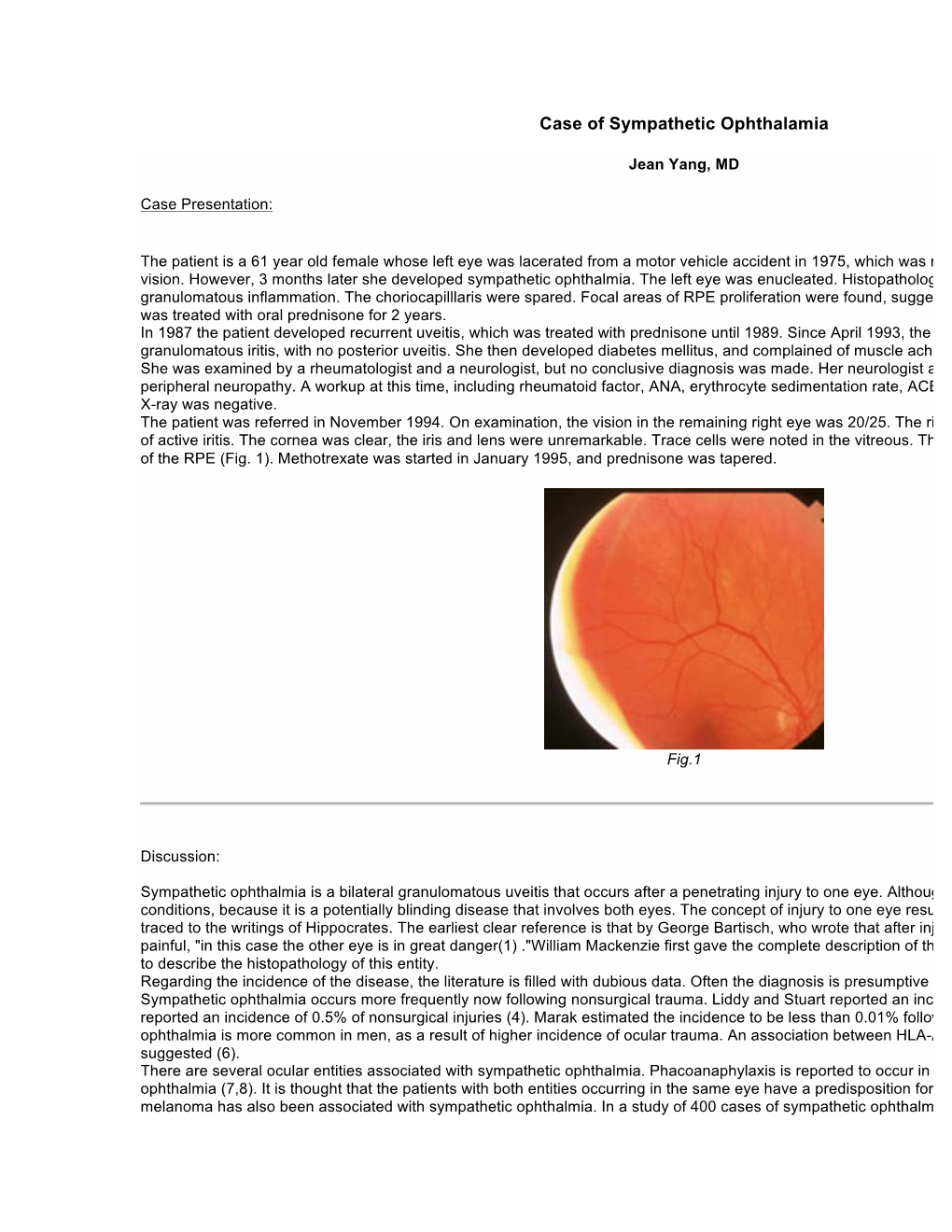 Case of Sympathetic Ophthalamia
